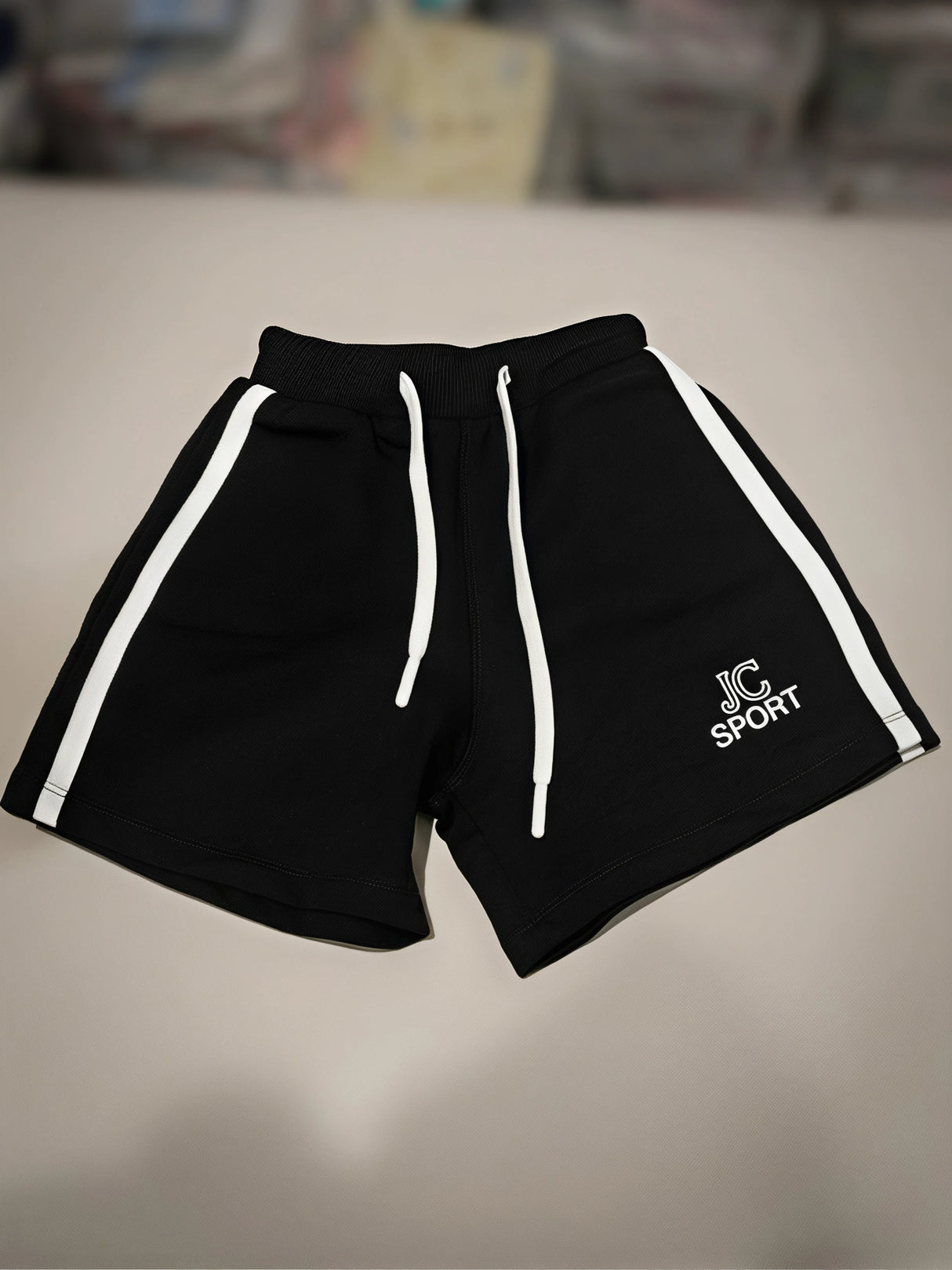 Girls Black Sporty Shorts with Side Stripes