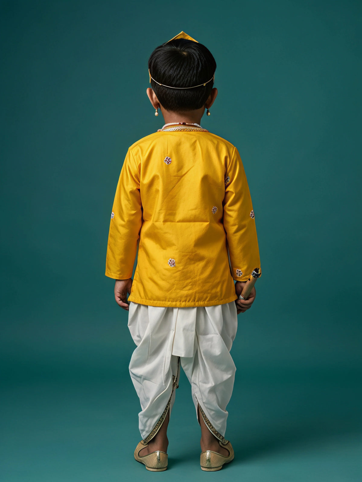 Boys Yellow Kanha Dhoti Kurta Set.