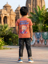 Boys Orange Graphic Cotton T-Shirt - "Keep It Real"