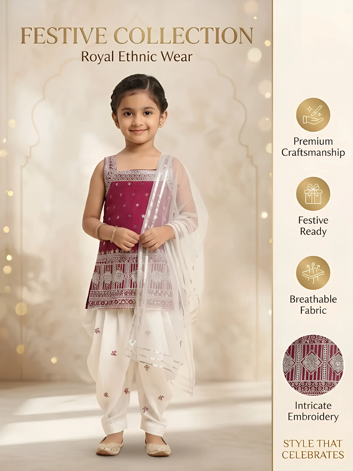 Rani Printed Kurti Dhoti Set for Girls