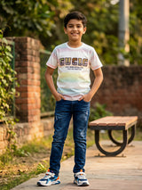 Boys Pink Pastel Graphic Printed Cotton T-Shirt