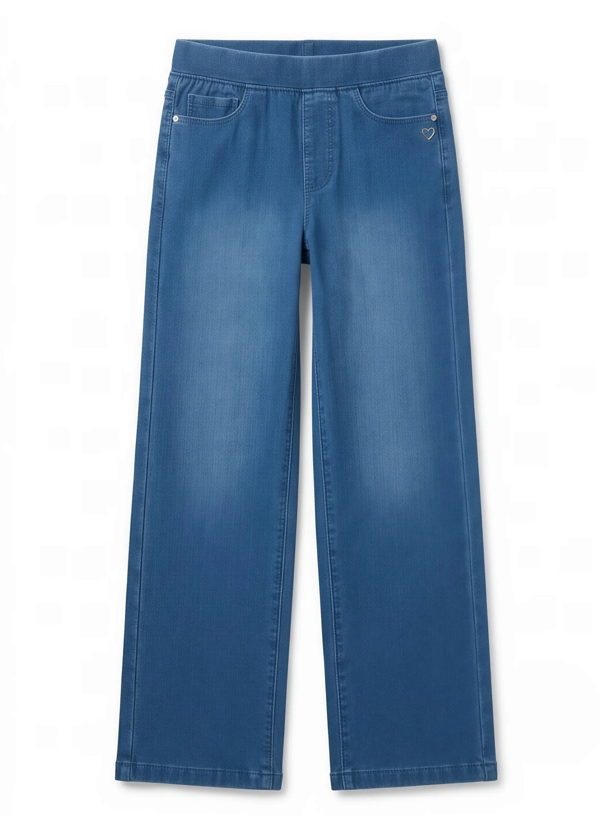 Girls Navy Blue Straight Fit Casual Pants.