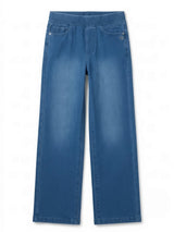Girls Navy Blue Straight Fit Casual Pants.