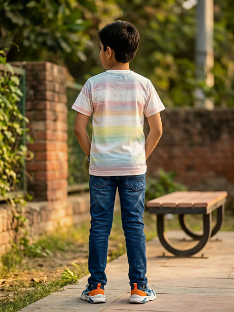 Boys Pink Pastel Graphic Printed Cotton T-Shirt