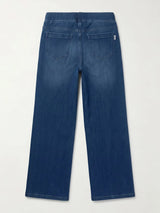 Girls Navy Blue Straight Fit Casual Pants.