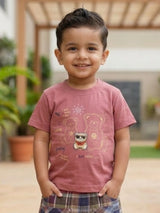 Boys Pink Teddy Graphic T-Shirt & Plaid Shorts Coord Set