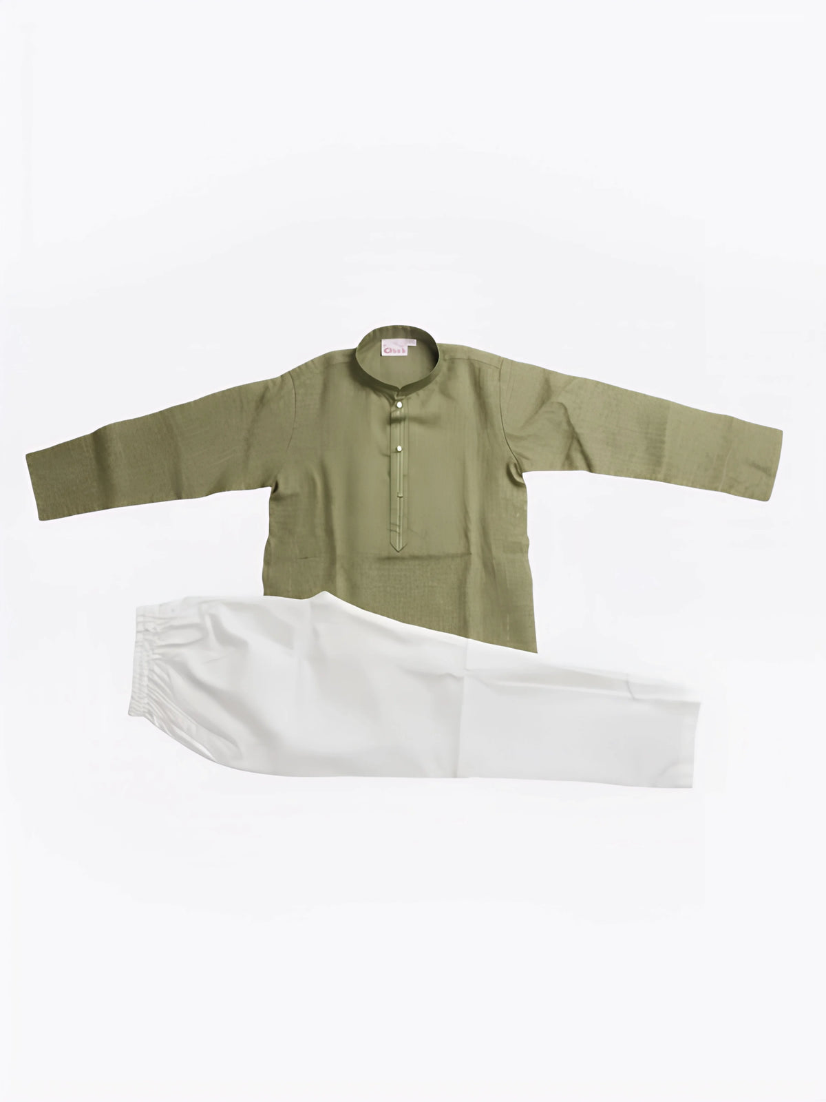 Green Solid Cotton Linen Kurta Pajama Set for Boys