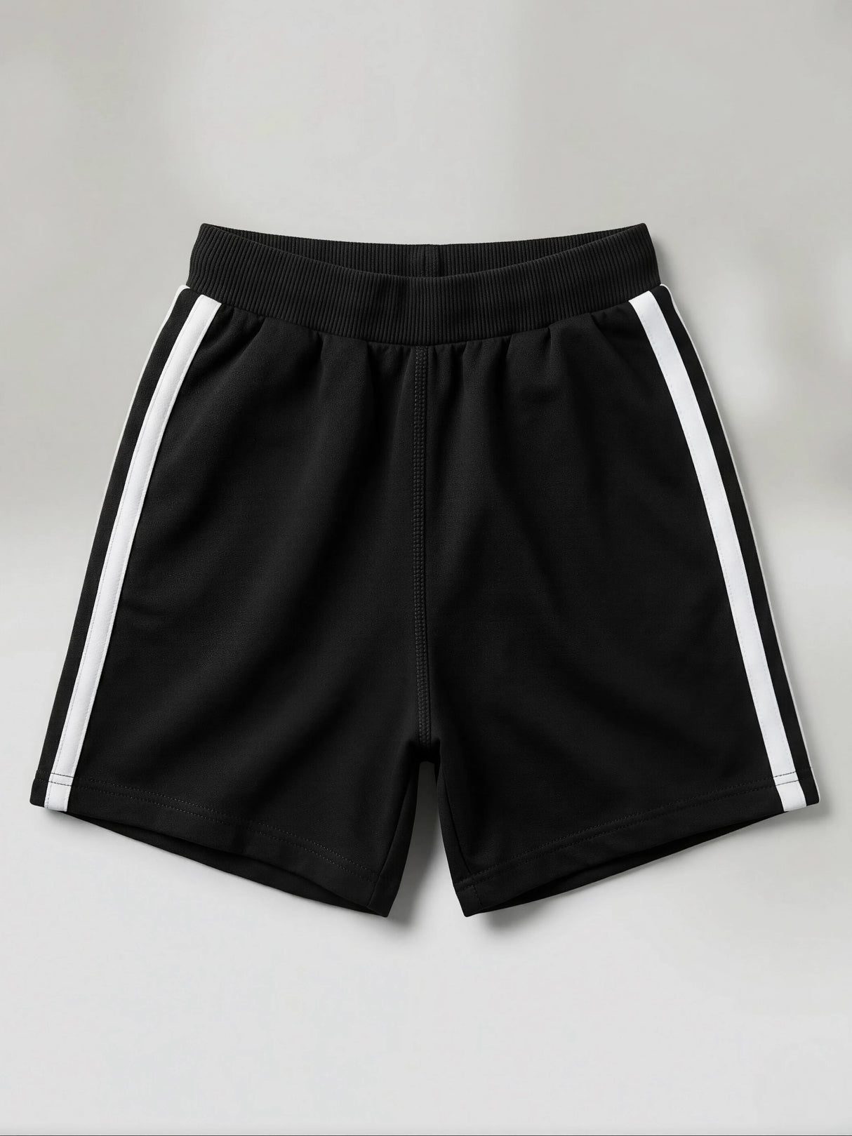 Girls Black Sporty Shorts with Side Stripes