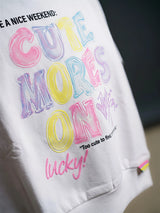 Girls White Graphic Print Casual Top.