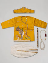 Boys Yellow Kanha Dhoti Kurta Set.