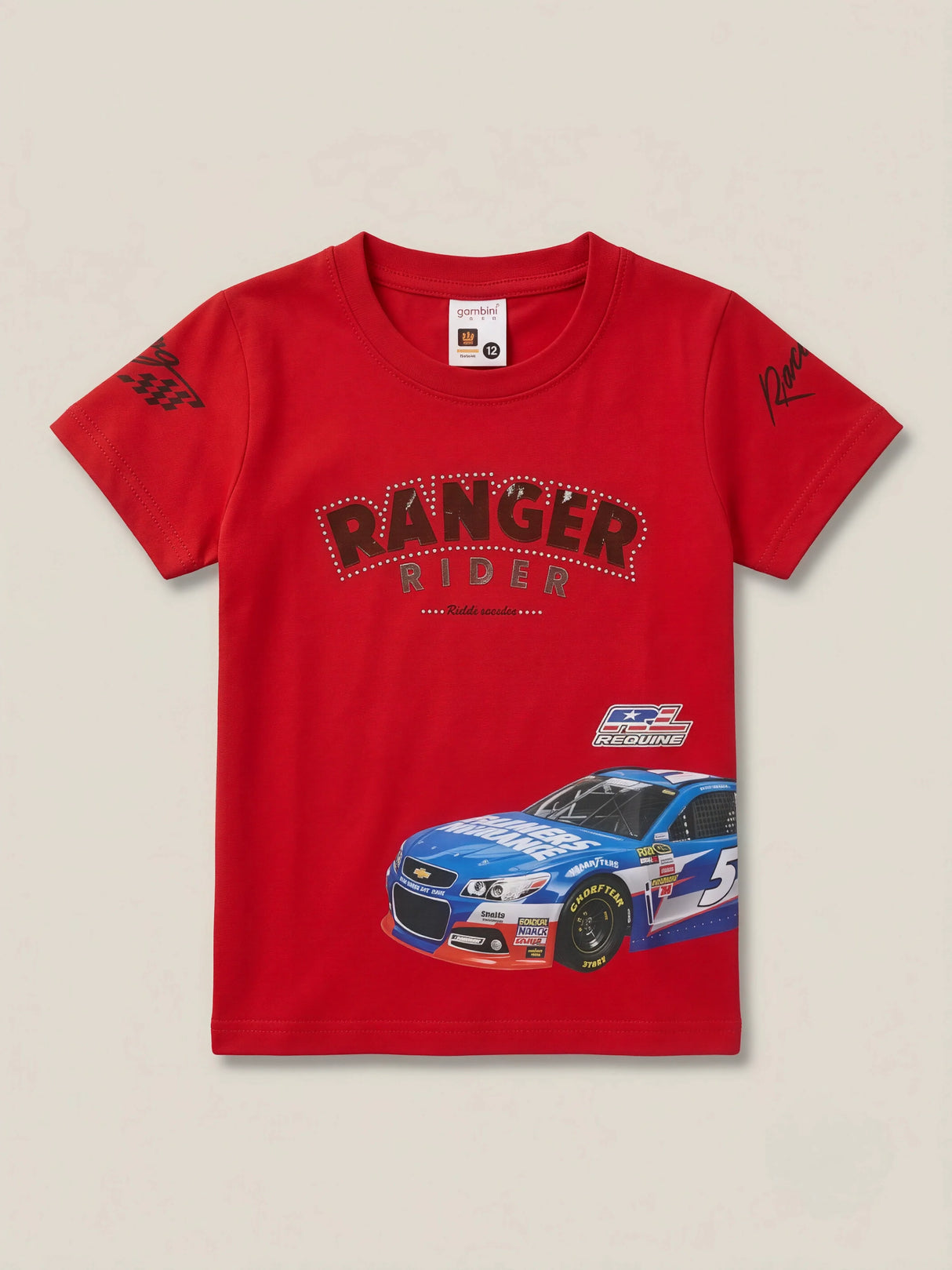 Boys Red Ranger Rider Race Car Graphic T-Shirt