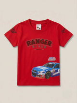 Boys Red Ranger Rider Race Car Graphic T-Shirt