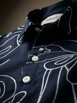 Boys Navy Blue Abstract Print Shirt and Trousers Set
