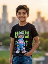 Boys Black High Vibe Graphic Print T-Shirt