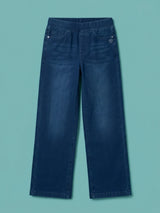 Girls Navy Blue Elastic Waist Casual Jeggings.