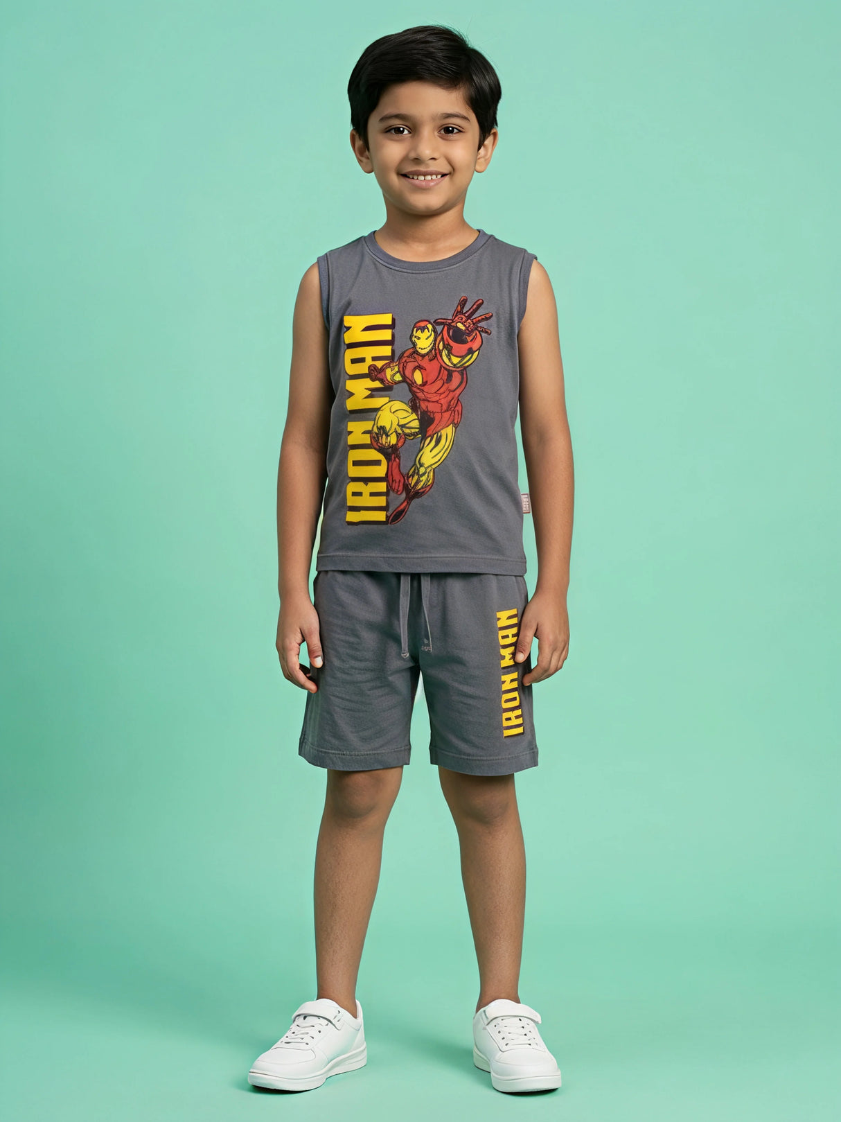 Boys Grey Iron Man Cotton Coord Set