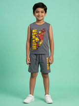 Boys Grey Iron Man Cotton Coord Set