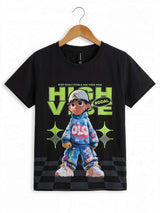 Boys Black High Vibe Graphic Print T-Shirt