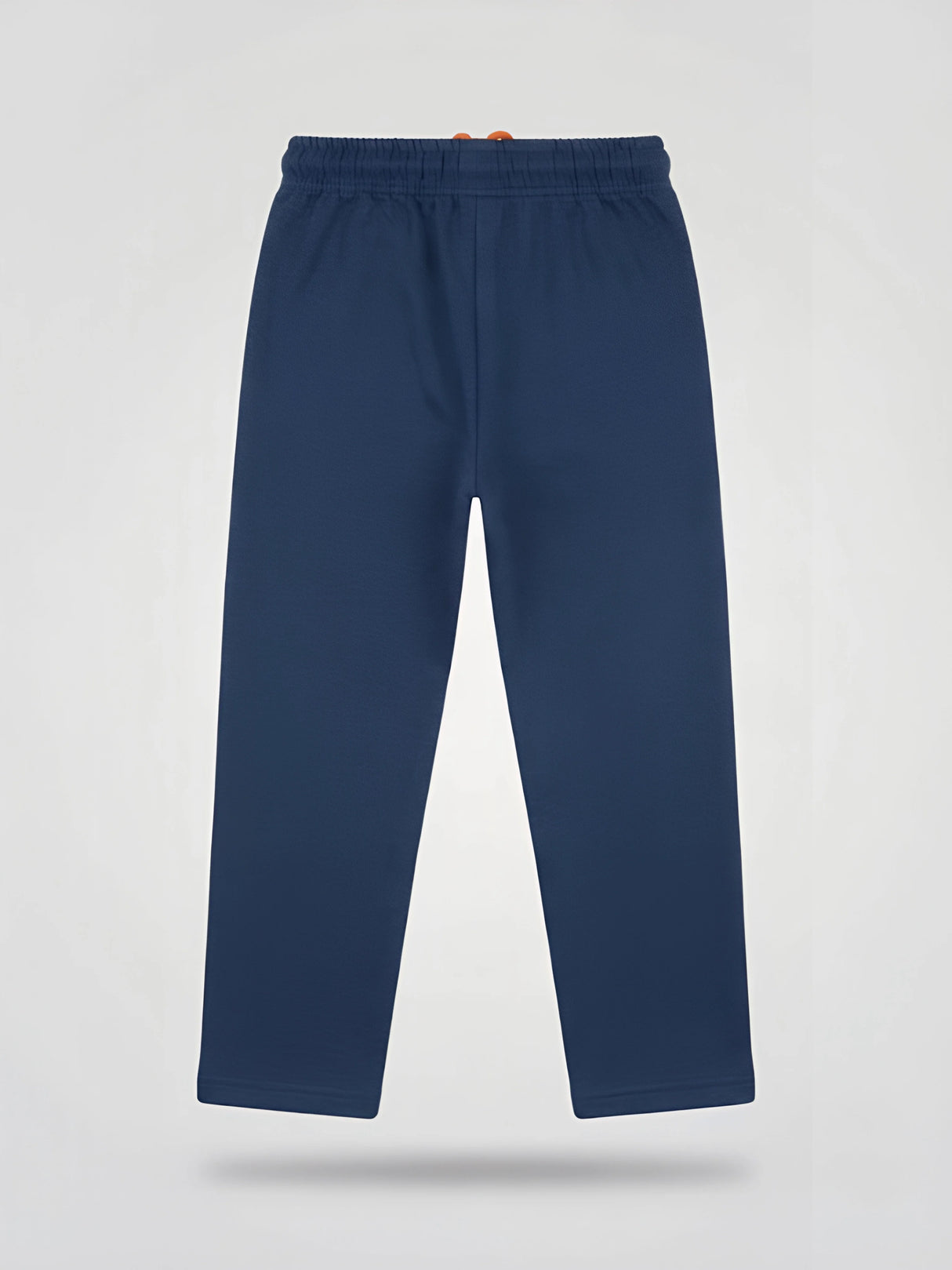 Boys Navy Blue Slim Fit Trackpants with Contrast Drawstring & Zipper Pockets