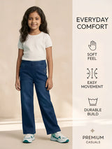 Girls Navy Blue Elastic Waist Casual Jeggings.