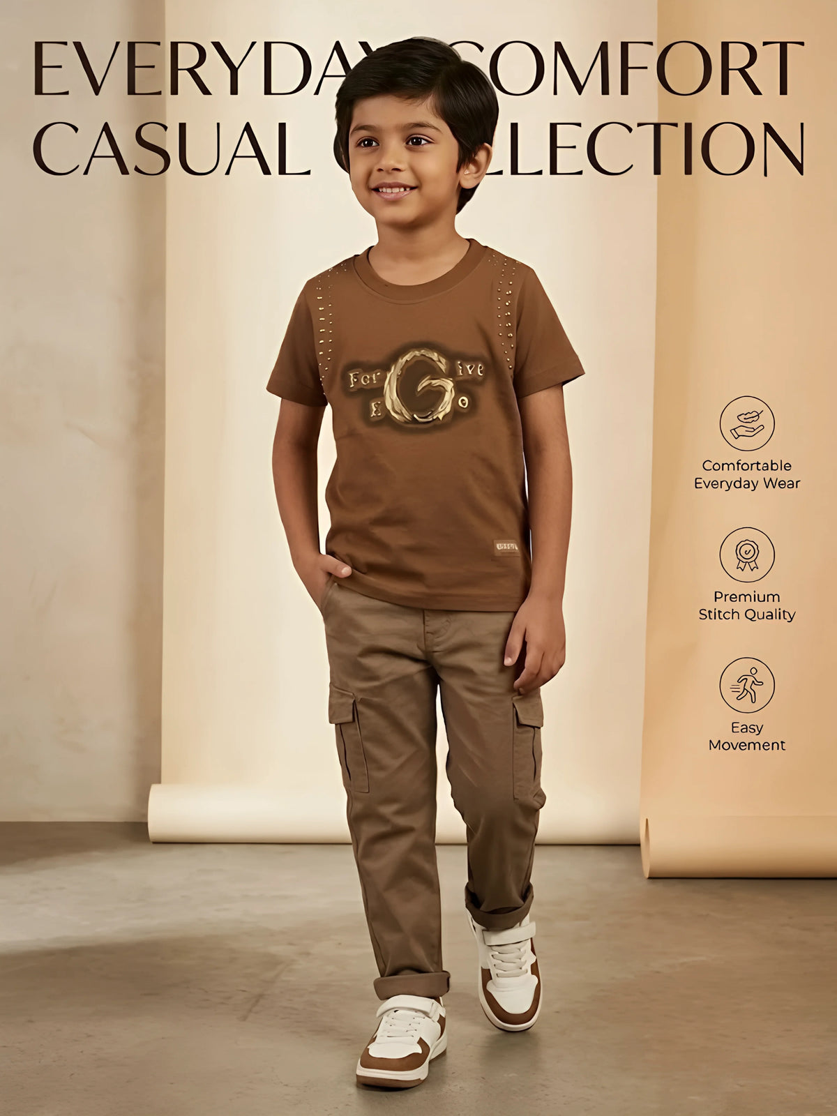 Brown Cotton Graphic Print T-Shirt  Wear