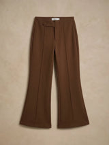 Girls Brown High-Waist Flare Casual Pants.