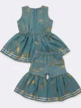 Green Printed Kurta Sharara Set for Girls