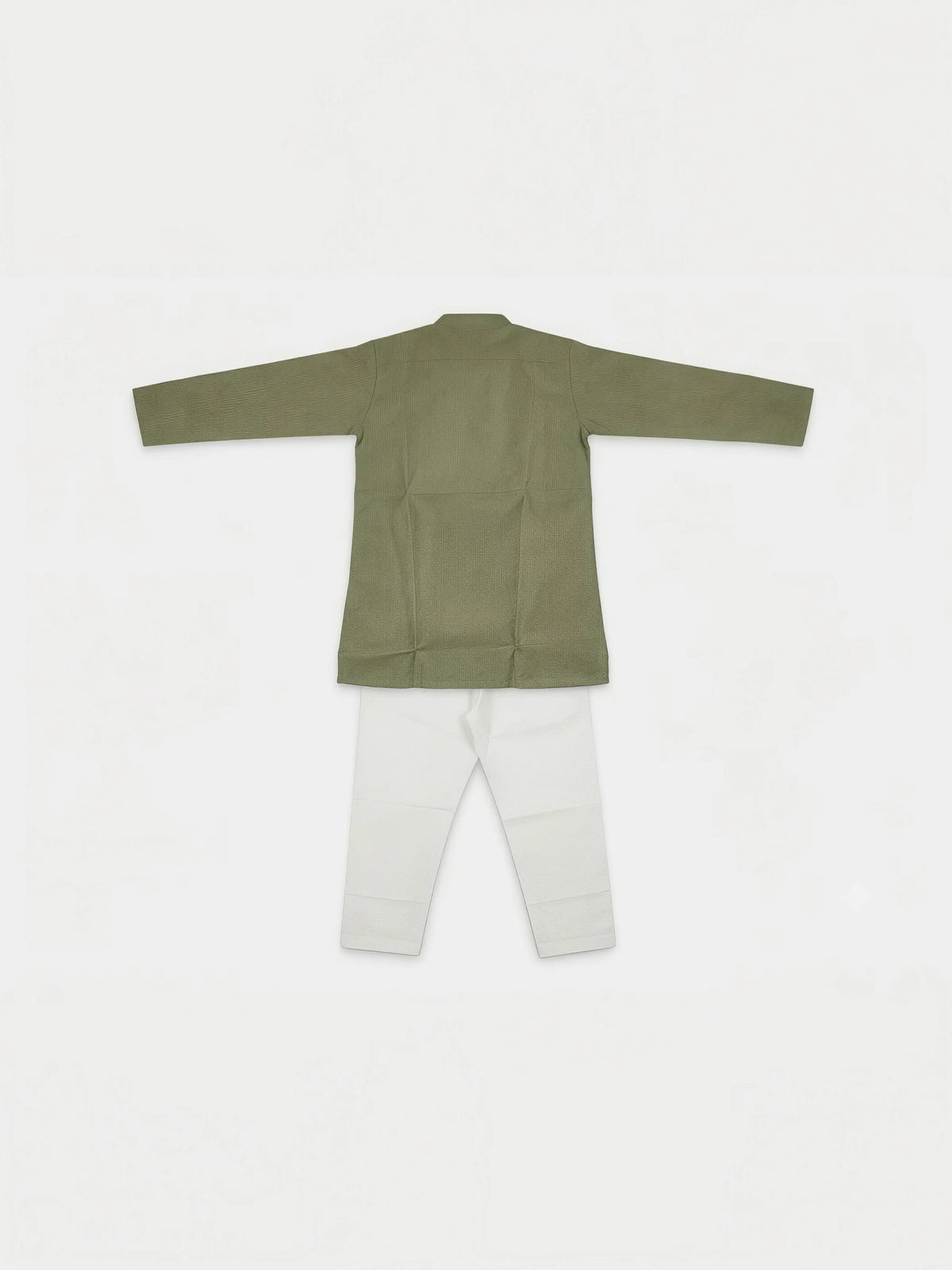 Green Solid Cotton Linen Kurta Pajama Set for Boys