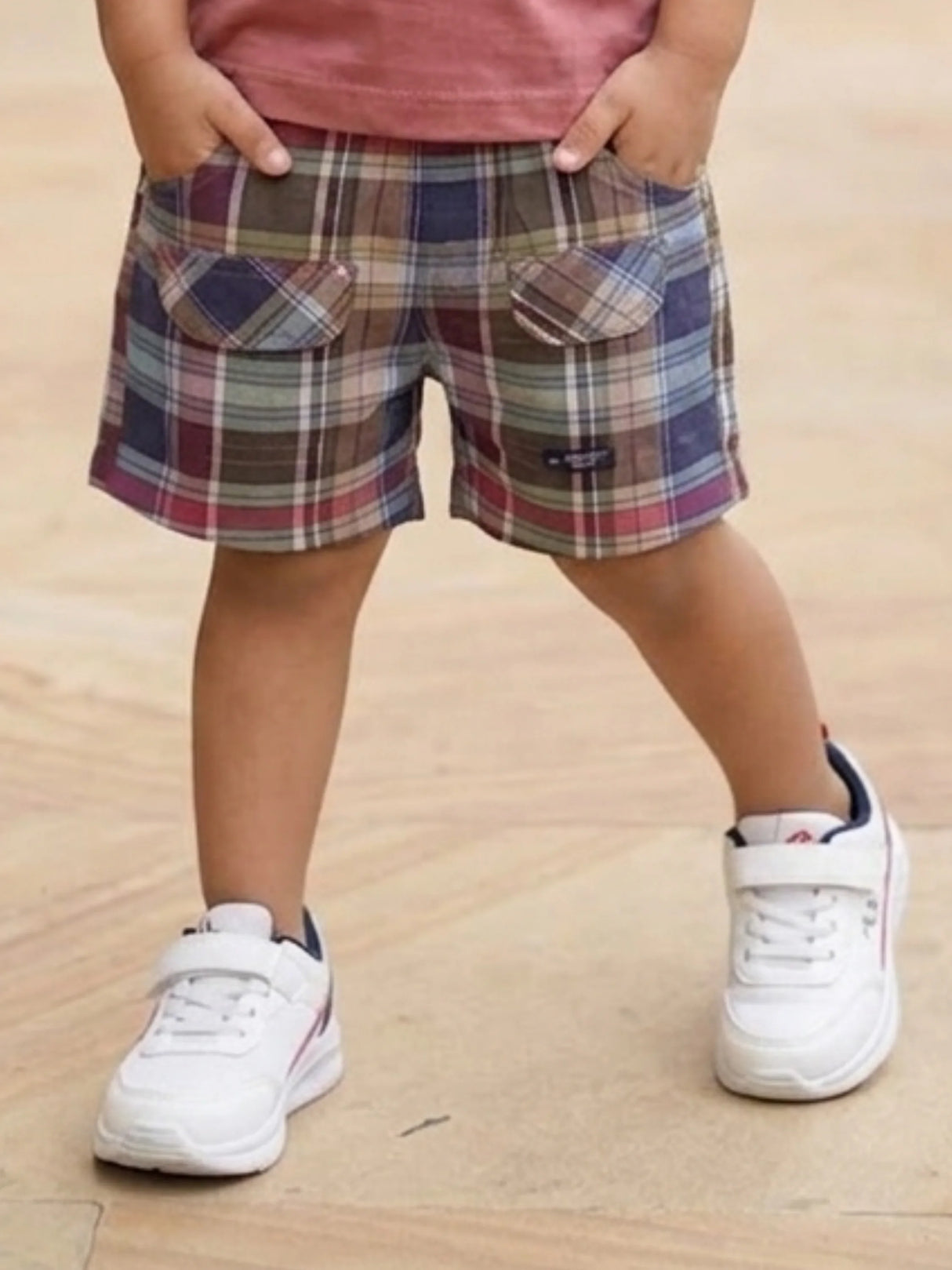 Boys Pink Teddy Graphic T-Shirt & Plaid Shorts Coord Set
