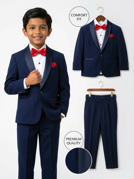Premium Navy Blue Coat Suit for Boys - Elegant Wedding & Party Wear ()
