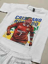 Boys White Cristiano Ronaldo Graphic Co-ord Set.