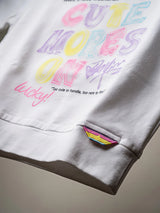 Girls White Graphic Print Casual Top.