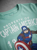 Boys Green Captain America Printed T-Shirt