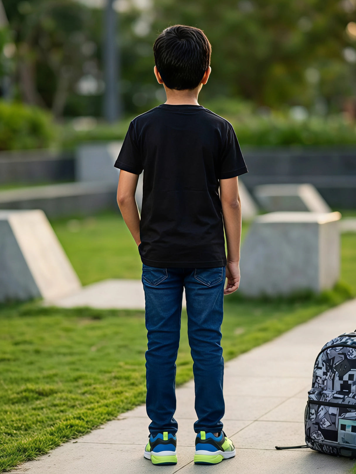 Boys Black Minecraft Creeper Graphic T-Shirt