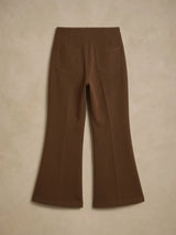 Girls Brown High-Waist Flare Casual Pants.