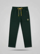 Boys Dark Green Casual Trackpants with Contrast Drawstring & Zip Pockets
