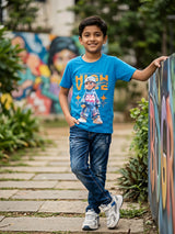 Boys Blue High Vibe Graphic Cotton T-Shirt