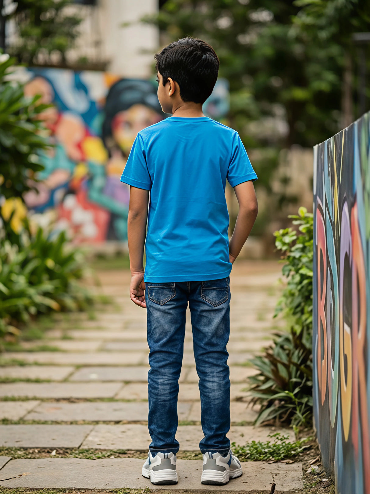 Boys Blue High Vibe Graphic Cotton T-Shirt