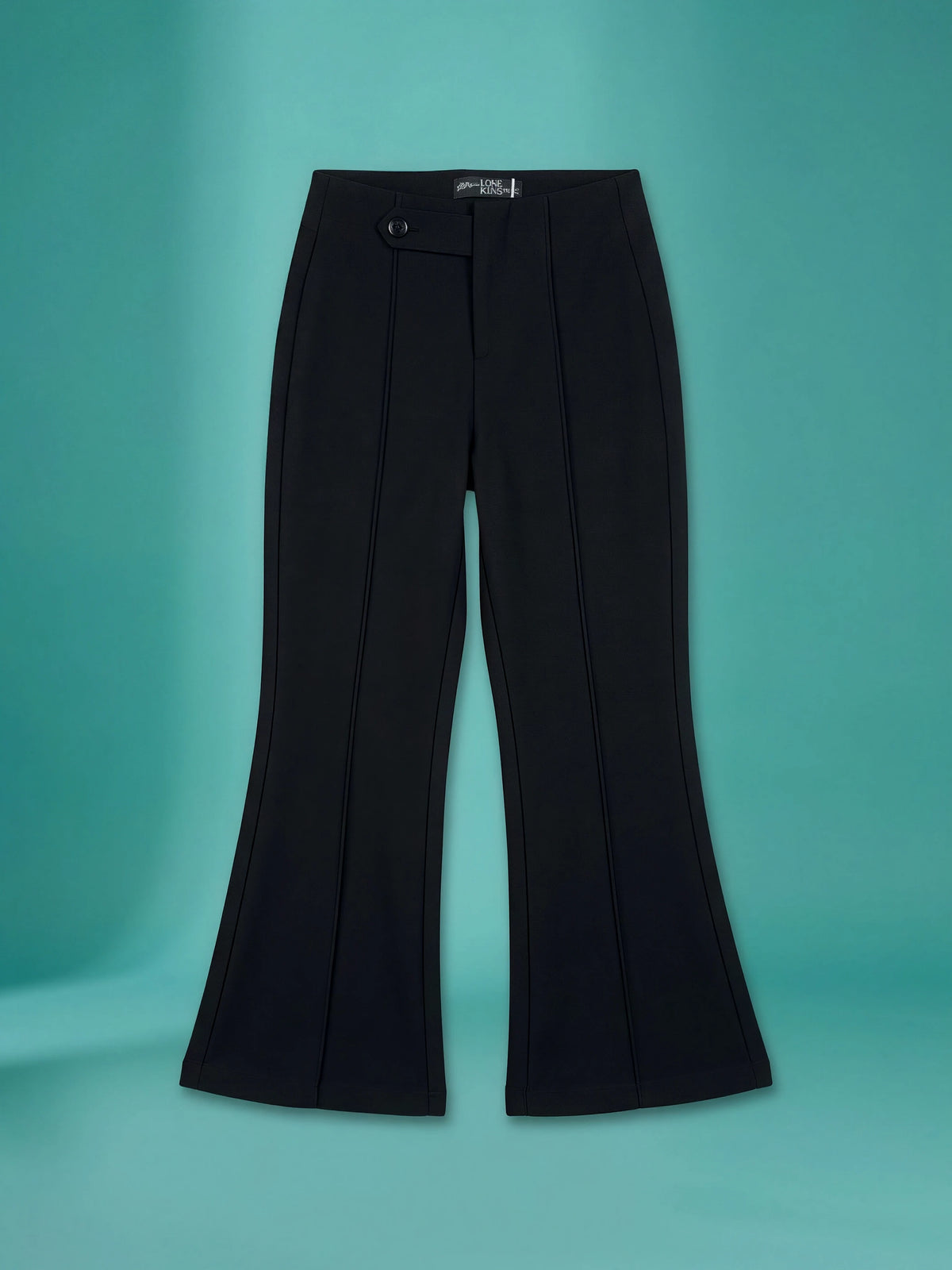 Girls Black High-Waist Flared Casual Pants.