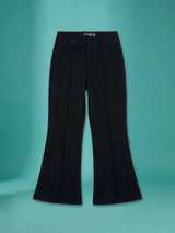 Girls Black High-Waist Flared Casual Pants.