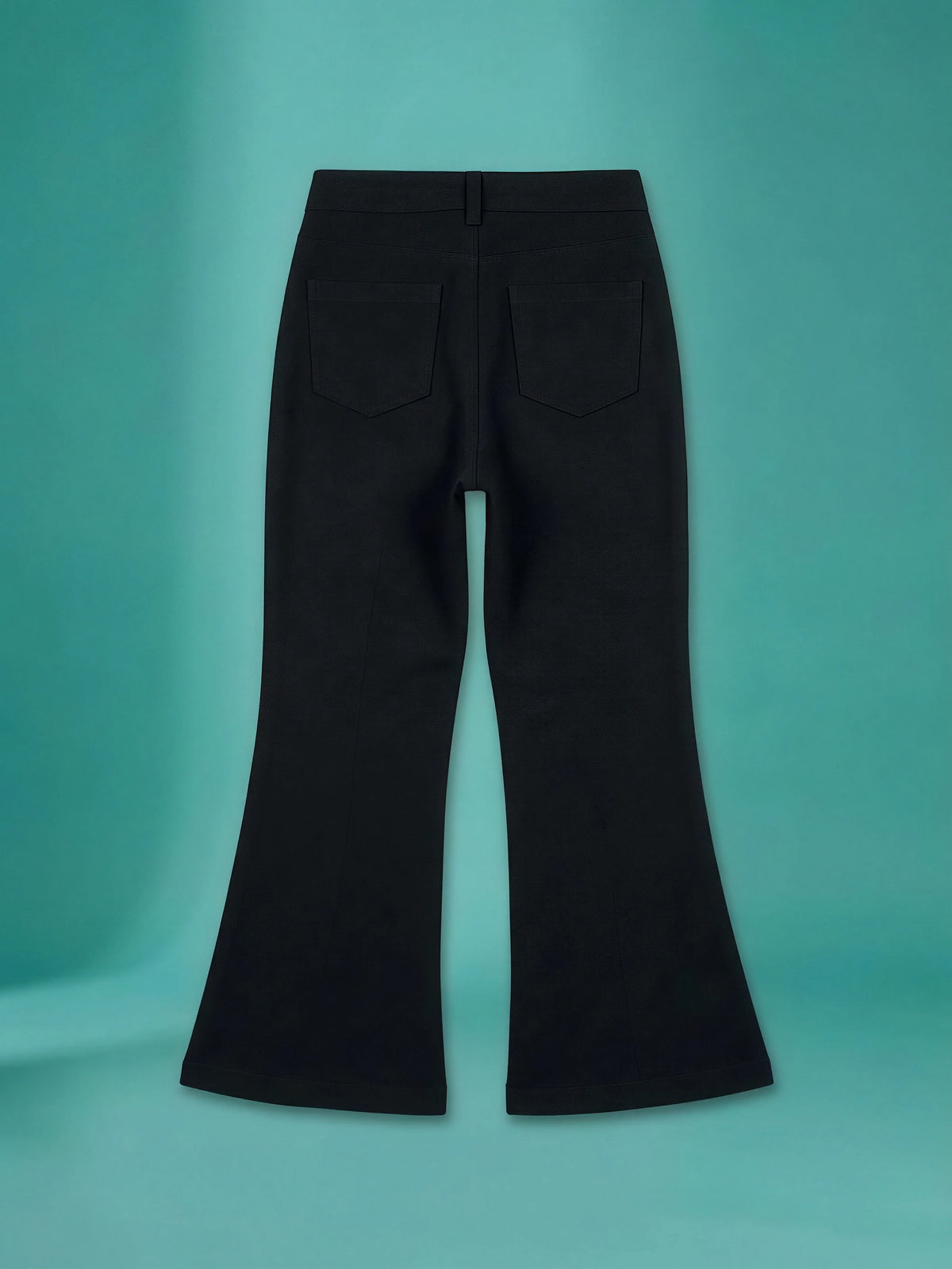 Girls Black High-Waist Flared Casual Pants.