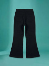 Girls Black High-Waist Flared Casual Pants.
