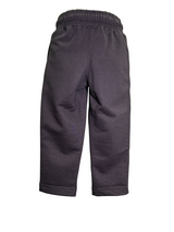 Boys' solid black knit jogger pants with an elastic waist, bright neon green drawstring, side zip pocket, and a sporty circular chest patch graphic.

Export to Sheets