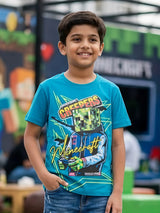 Boys Blue Minecraft Creeper Graphic T-Shirt
