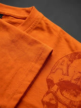 Orange Graphic Print Round Neck T-Shirt Kids Casual Wear