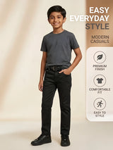 Boys Black Slim Fit Casual Pants