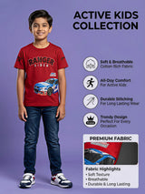 Boys Red Ranger Rider Race Car Graphic T-Shirt