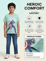 Boys Green Captain America Printed T-Shirt