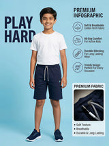 Boys' Navy Blue Cotton Athletic Shorts