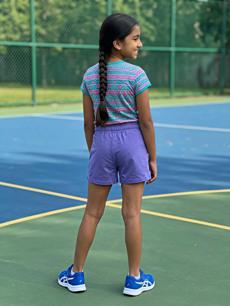 Girls Purple Comfort Cotton Shorts